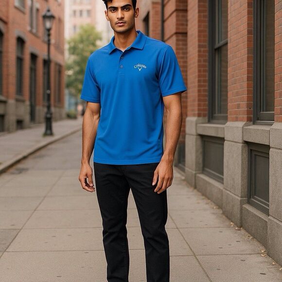 Callaway Golf Opti Dri Polo Shirt Size Large Lt Blue Active Stretch Short Sleeve - Picture 4 of 6